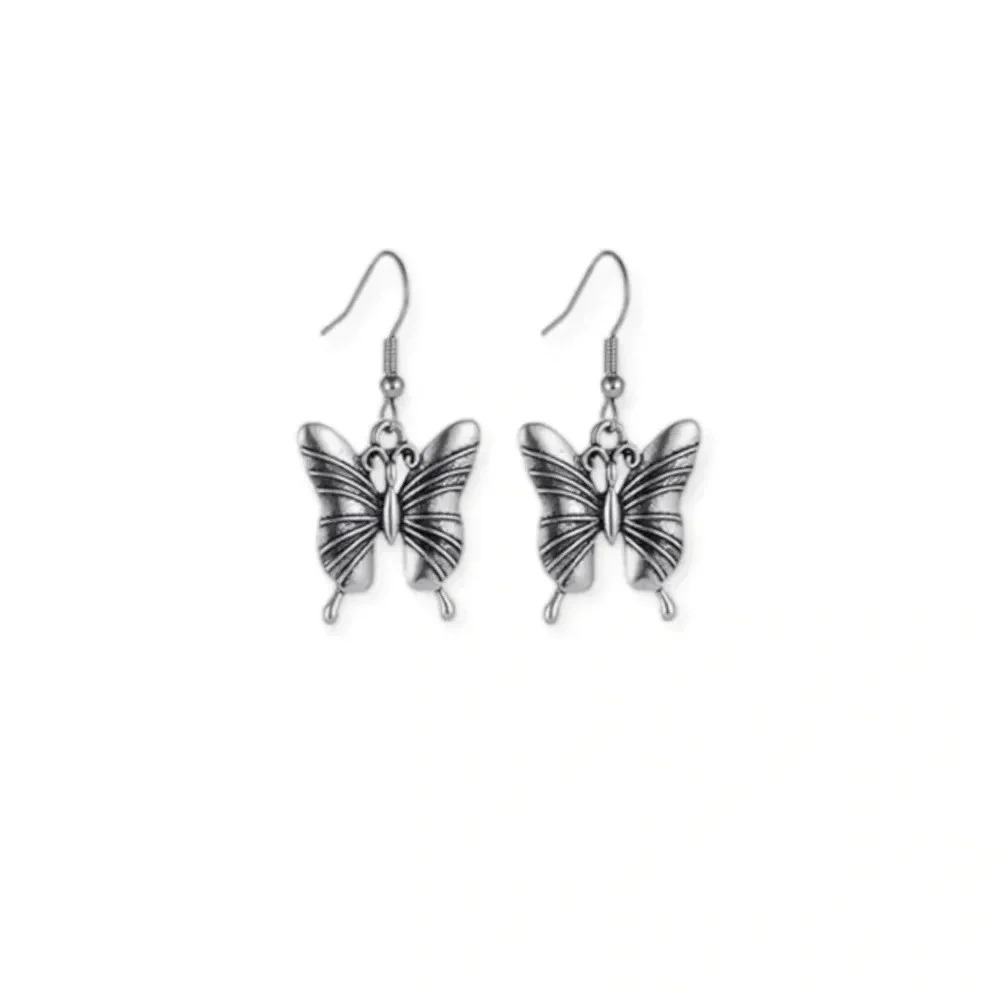 Silver Butterfly Dangle Earrings